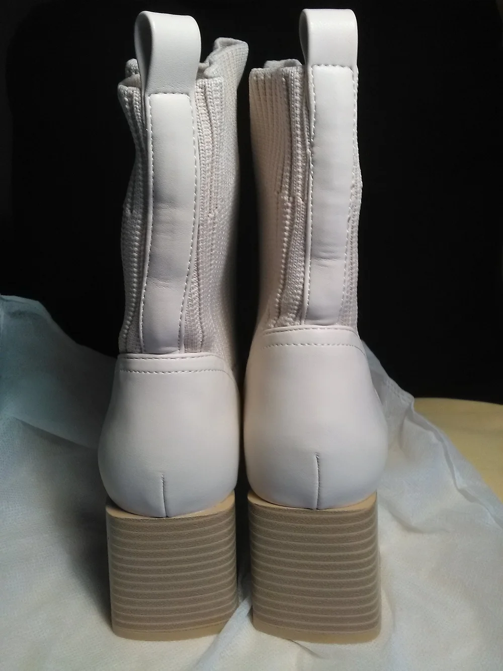 NIBAG BOUTIQUE FASHION Women’s Cream Knit Ankle Boots STRETCH SZ. 7.5 SEXY